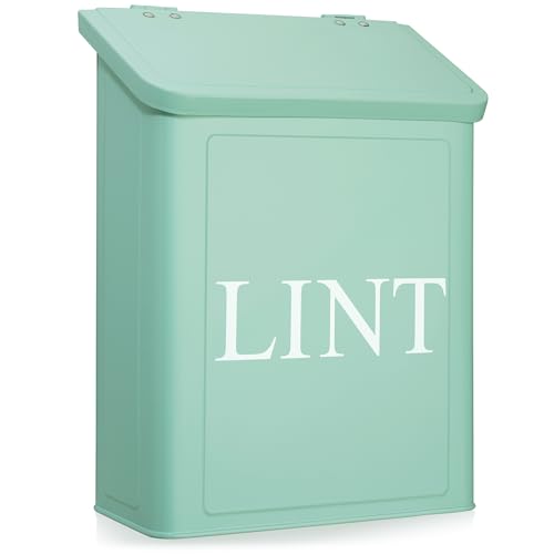 Calindiana Modern Farmhouse Metal Lint Bin for Laundry Room, Mint, 10L - color: MINT