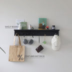 Entrance Coat Rack ，Coat Hooks, Wall-Mounted Wooden Hook Rack, Wall-Mounted Shelves are Very Suitable (Black Color Finish—A-2) - style: black color finish—A-2