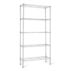 Amazon Basics 5-Shelf Adjustable Heavy Duty Steel Wire Rack, Space Saving Storage Shelving Organizer for Kitchen, Garage, No-Tool Assembly, 350 lbs Weight Capacity, 36" x 14" x 72", Chrome