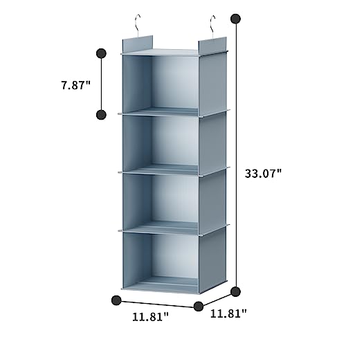YOUDENOVA Hanging Closet Organizer, 4-Shelf Closet Hanging Shelves, Grey - color: Grey, size: 4-Tier