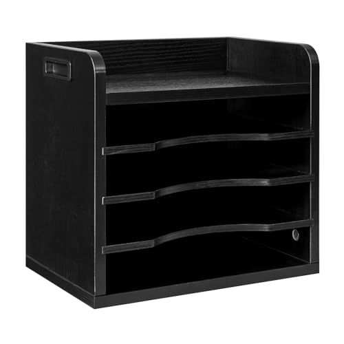 YMYNY Desktop File Organizer with Handle, Document Letter Mail Tray Sorter with 3 Adjustable Shelves, 5 Tiers Paper Holder for School Home Office Desk,Black,13.4 * 12.4 * 9.06" UHBC006B - color: Black