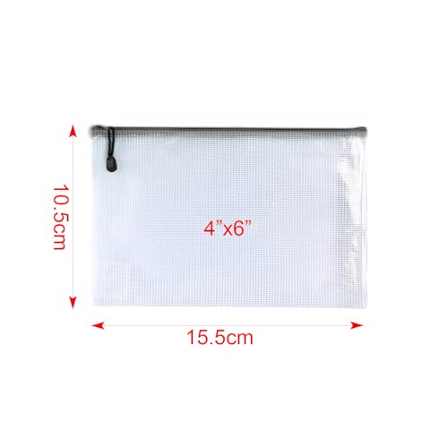 Plastic Mesh Zipper Pouch Document Folders Bag Zip File Bags for Organizing,Office Supplies, Board Game Organization,Home Storage-15 Pcs (Black, 4"x 6") - color: Black, size: 4"x 6"
