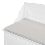 Knocbel Rustic Entry Storage Bench with Hidden Compartments and Removable Cushion, Wooden Entryway Hallway Foyer Shoe Bench Bedroom End of Bed Bench (White) - color: White