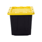 Plastic 23-Gallon Storage Tote with Lockable Lid, Stackable Tough Regular-Duty Bin for Garage, Tools, and Home Organization (4-Pack) - Black and Yellow - size: 23-Gallon (4-Pack)
