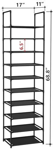 FIDUCIAL HOME 10 Tiers Shoe Rack 20-25 Pairs Sturdy Shoe Shelf