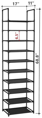 FIDUCIAL HOME 10 Tiers Shoe Rack 20-25 Pairs Sturdy Shoe Shelf