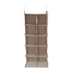 Household Essentials 10 Pocket Hanging Shoe Closet Organizer with Hooks - color: Latte
