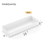 3 Pack White Large Size Plastic Drawer Organizer Tray Cutlery Utensil Makeups Drawer Organizers 15" X 6" - size: 3 Pack 15"x6" White Plastic