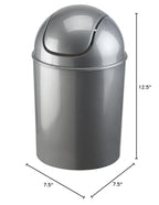Umbra 1.25 Gallon Mini Waste Can with Removable Swing-Top Lid - Small Garbage Bin for Kitchen, Bathroom, Bedroom, Office - Compact Trash Can Fit Under Tables & Counters - Silver - color: Silver