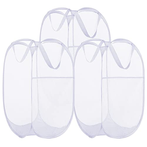 BATTOO Deluxe Strong Mesh Pop up Laundry Hamper Basket with Side Pocket for Laundry Room, Bathroom, Kids Room, College Dorm or Travel 3 Pack White - color: White, size: 3 pack