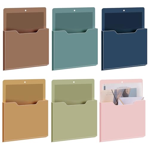 Fuutreo 6 Pcs Magnetic Wall File Organizer Magnetic Wall File Holder Refrigerator Magazine Holder for Mail Letters Paper(Mocha Mousse Color,Vertical-large) - color: Mocha Mousse Color, size: Vertical-Large