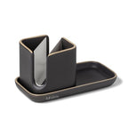 Full Circle Stash, Ceramic Kitchen Sink Caddy, Stylish Modular Sponge Holder & Dish Brush Organizer, Gray and White, 11" - color: Gray and White