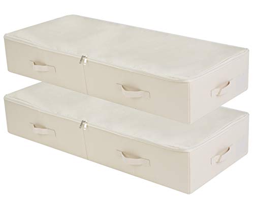 iwill CREATE PRO Pack of 2, 39.4"X16.9"X7" Ultra-Length Foldable & Washable Underbed Storage Organizer Containers for Clothing, Shoes, Bedding - Ideal for Bedroom, College Dorm (Beige) - color: Beige,2pcs