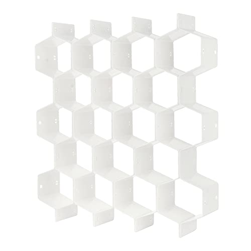 Poeland Drawer Divider Organizer Adjustable DIY Grid Honeycomb Drawer Divider for Underwear Belt Scarf Socks White - color: White