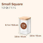 ComSaf 1.2 QT Glass Storage Containers with Lids, Glass Jars with Lids, Clear Food Jar, Square Canister Set of 6, Pantry Organizers and Storage for Cookie Flour Oat Pasta Tea Coffee Bean (Pack of 2) - size: 1.2Qt*6 (Pack of 2)