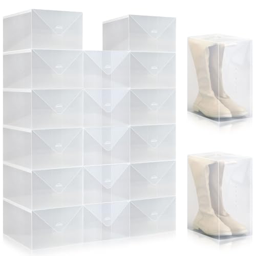 Sintuff 20 Pcs Clear Shoe Boxes Plastic Stackable Clear Shoe Storage Boxes for Women Men Ankle Boots High Heels Rooms Closet(13.8 x 9.8 x 7.1 Inches) - size: 13.8 x 9.8 x 7.1 Inches