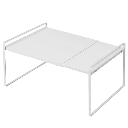 Nxconsu Expandable Cabinet Shelf Organizer Riser for Kitchen Pantry Cupboard Under Sink Countertop Home Storage Organization Rack Space Saver Freestanding Heavy Duty Nonslip Stackable White X Large - color: White, size: 12’’D * 13.4-24.5’’W * 9.5’’H