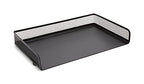 TRU RED Side‑Load Stackable Metal Letter Tray, Matte Black – Desktop Paper Organizer for Office Files & Documents