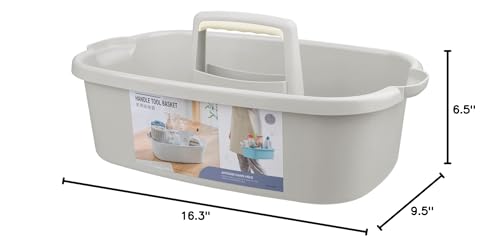 Large Cleaning Supplies Caddy Portable Shower Basket Supply Organizer with Handle Plastic Bucket Tool Storage for Bathroom, Bedroom, Kitchen, College Dorm, Garden, Light Grey - color: Light Grey, size: Large, 1pc