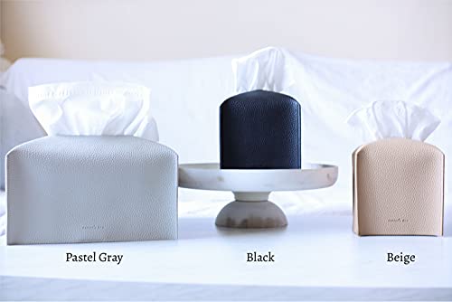 Tissue Box Cover Holder, Square with Bottom Belt by Carrot's Den - PU Leather Decorative Organizer for Tabletop, Bathroom, Car, Office | Black - color: Black