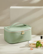 Prite Makeup Bag, Large Capacity Portable Travel Cosmetic Bag, Waterproof Makeup Organizer for Women with Handle and Divider (001 Green) - color: 001 Green