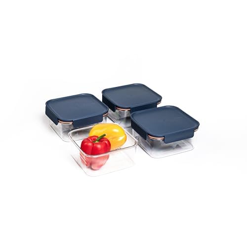 LocknLock LBF452RS4N Modular Plus Food Storage Container,8 set (4 containers & 4 Lids)- Navy - color: Navy, size: 8 set (4 containers & 4 Lids)