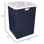 Extra Large Laundry Hamper with Laundry Bag, Foldable Clothes Basket with Metal Handles & Moisture-Resistant Base, Premium Durable Fabric for Bathroom, Dorm, and Family (Navy Blue) - color: Navy Blue