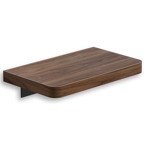 Danpoo Solid Walnut Floating Shelf, 8 inch Small Natural Wood Wall Mounted Shelf for Bathroom, Kitchen, Bedroom, Living Room, Farmhouse Decor - color: Black, size: 8 inch