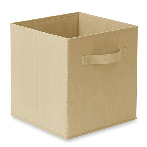 Casafield Set of 6 Collapsible Fabric Cube Storage Bins, Sandy Beige - 11" Foldable Cloth Baskets for Shelves, Cubby Organizers & More - color: Sand, size: 10.5" x 10.5" x 11"