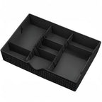 CAXXA 3 Slot Drawer Organizer with 4 Adjustable Dividers - Junk Drawer Storage for Office Desk Supplies and Accessories, Black (1 Pack)