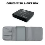Anti Slip Armchair Caddy w/Detachable Wooden Snack Tray PU Leather Armrest Cup Holder Couch Arm for Recliner w/ 1 Big Pocket, 3 Small Pockets, Remote Control (Med Dark Grey), 10.5Wx30L - color: Medium Dark Grey