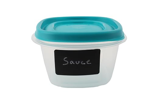 Bundle Rubber Maid Food Storage Containers 2 Cup Food Storage Containers 7 Piece Set, Teal Easy Find Lids, 3 Containers, 3 Lids Chalk Pen And 4 Chalk Labels - color: Teal, size: 2 Cup Pack of 3