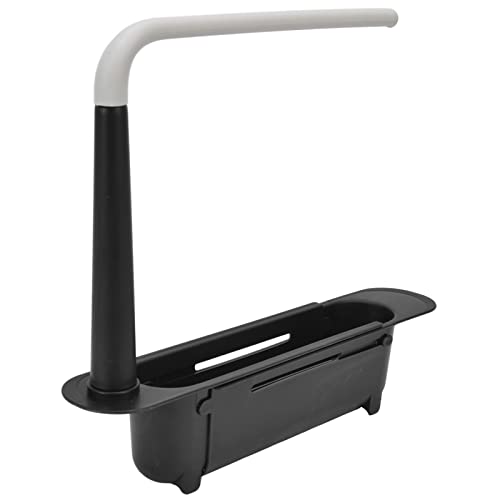 Zerodis Telescopic Sink Storage Rack, Telescopic 2in1 Sink Expandable Storage Drain Basket Towel Rack Under Sink Organizers Telescopic Sponge Soap Holder for Kitchen Sink (Black) - color: Black