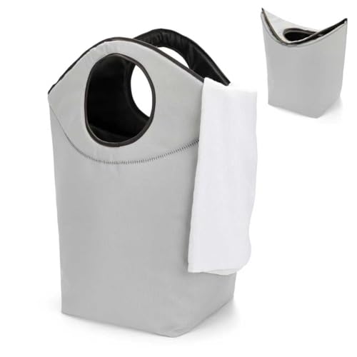 Foldable Storage Hamper Bag,Soft Padded Handle, Multi-Purpose Oxford Fabric Laundry Basket, Collapsible Storage Bag for Home, Bedroom, Dormitory, Travel & Outdoor 47L - color: Grey, size: 17"L x 9.5"W x 18"H