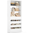 Aheaplus 21.3" Closet System with 4 Drawers, Wood Closet Organizer with Open Shelves, Modular Drawers System Tower, Walk-in Closets Small Wardrobe Rack, Tall Storage Cabinet Unit, White - color: White