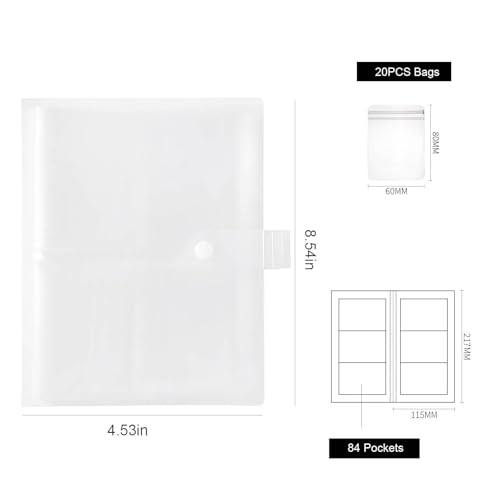 84 Pockets Storage Roll with 20 Small Bags, PVC Waterproof Foldable Travel Jewelry Case Organizer Display