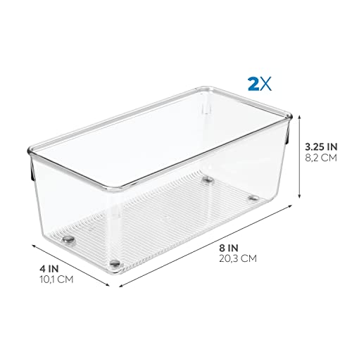 iDesign Plastic Drawer Organizer for Kitchen, Bathroom, and Desk Drawers, Set of 2, Clear - style: Pack of 2