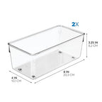 iDesign Plastic Drawer Organizer for Kitchen, Bathroom, and Desk Drawers, Set of 2, Clear - style: Pack of 2