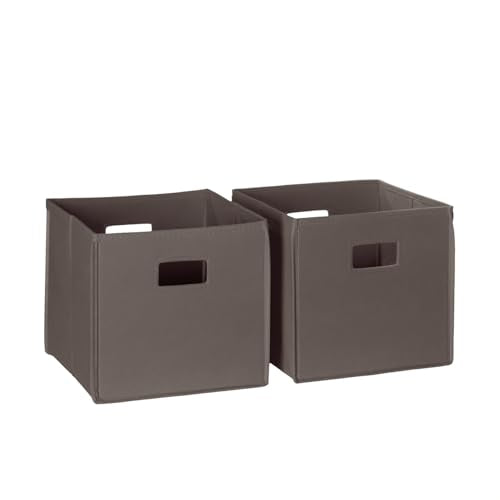 RiverRidge Kids 2pc Fabric Collapsible Storage Cube Organizers with Handles for Playroom Organization - Brown - color: 2 Brown Bins