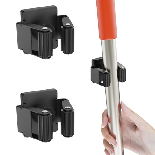 Magnetic Broom Holder,2 Pack Strong Magnetic Mount Broom and Mop Holder for Cleaning Tools,Power Non-Slip Magnetic Tool Holder Broom Hooks for Apartment RV Accessories Camper Garage Kitchen - style: 2 Magnetic Square Mop Holder