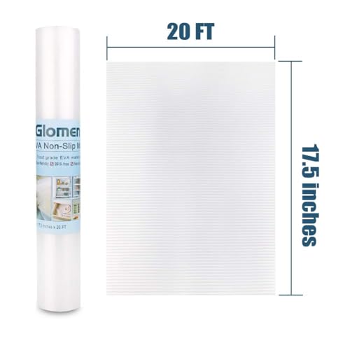 Glomen Refrigerator Liners, Fridge Mats, Washable Oil-Proof Fridge Pads Shelves Drawer Cabinet Liners, 17.5 Inches x 20 FT, Refrigerator Mats for Shelves (17.5 Inches x 20 FT)… - size: 17.5"W x 240"L