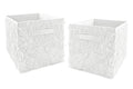 Sweet Jojo Designs White Floral Rose Foldable Fabric Storage Cube Bins Boxes Organizer Toys Kids Baby Childrens - Set of 2 - Solid Flower Luxurious Elegant Princess Boho Shabby Chic Luxury Glam Roses - color: White Rose
