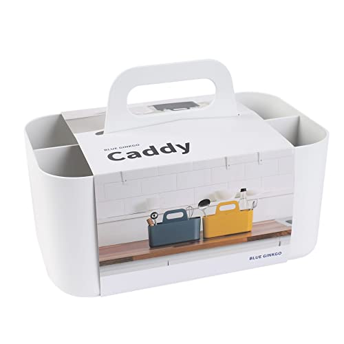 BLUE GINKGO Stackable Organizer Caddy – Korean-Made Portable Tote for Bathroom, Office, Crafts, or School Supplies (Rectangle, White) - color: WHITE, size: Rectangle