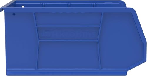 Akro-Mils 30250 AkroBins Plastic Storage Bins, Space-Saving Stackable Bins for Garage, Pantry, Craft Organization, 15" x 16" x 7", Blue, 6-Pack - color: Blue