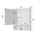 TaoHFE White Bathroom Wall Cabinet with 2 Door Adjustable Shelves,Over The Toilet Storage White Wall Mounted Medicine Cabinets for Bathroom Laundry Room Kitchen - color: White