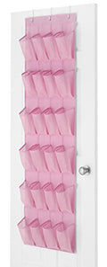 Whitmor 24 Pocket Over the Door Shoe Organizer - Pink - size: 24 Pocket Pink