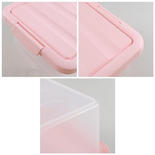 14 Quart Plastic Latching Storage Box, Plastic Underbed Storage Bin with Pink Lids, 2 Packs