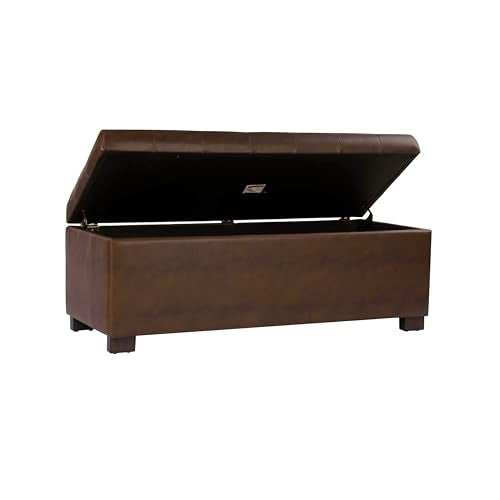 HomePop Large Tufted Storage Bench - Antique Brown - color: Antique Brown