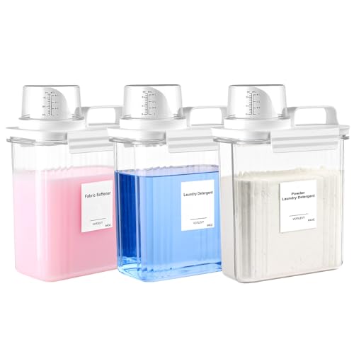 Liquid Laundry Detergent Dispenser 64OZ, Laundry Soap Dispenser, Clear Plastic Fabric Softener Holder and Container, Laundry Room Organization and Storage, 3 Pack - color: 3p