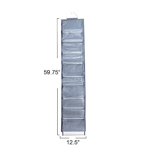 Household Essentials Over-the-Door Cotton Blend and Plastic Shoe Organizer with 20 Storage Pockets, Denim - color: Denim